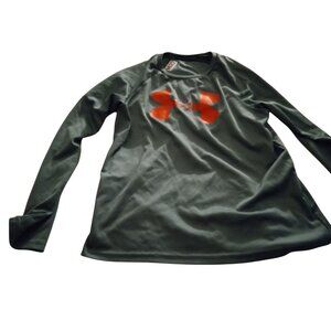Under Armour Youth Boys size YSM Green/Orange Long Sleeve HeatGear Shirt